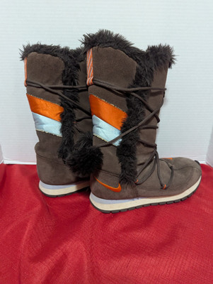 Nike Hi-Suede Winter Boots Brown, Orange, Ice Blue Zip Size 8.5 Women's -image
