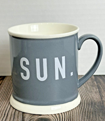 Coffee Mug Creative Co-Op Sunday Coffee Mug Large Gray and White Mug-image