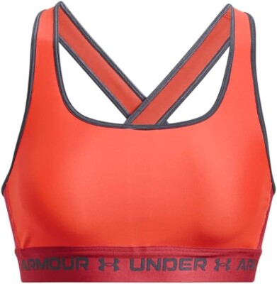 Under Armour Crossback Mid Impact Sports Bra Womens M Orange NEW-image
