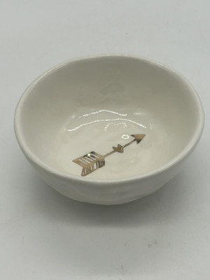 Creative Co-Op Dimpled Mini Bowl w/ Golden Arrow & Heart-image