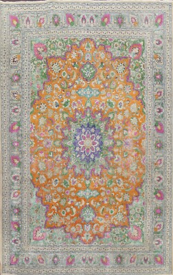 Antique Orange 9x13 Kashaan Hand-Knotted Traditional Floral Area Rug Low Pile-image