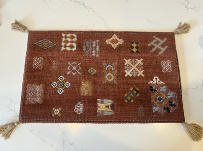 Creative Co-Op Orange Rectangle Wool Pillow Cover Sham Navajo Style Tassels-image