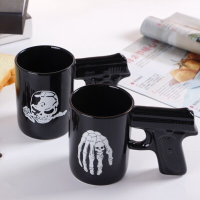 Pirate Pistol Cup Creative Skull Ceramic Water Cup Gun Handle Mug 3D Modeling Co-image