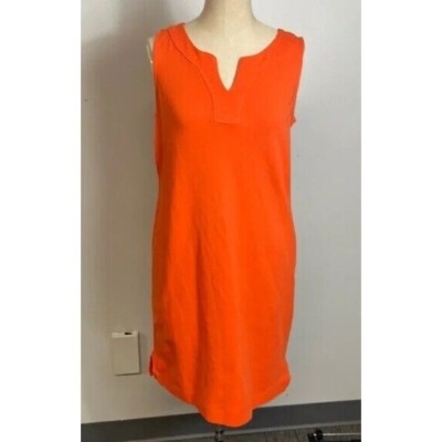 Talbots Dress Orange V-neck Knee Length Sleeveless Small-image