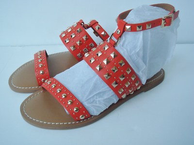 NEW ARTURO CHIANG 6 Orange Gold Studded Leather Sandal Shoes At-Teresse-image