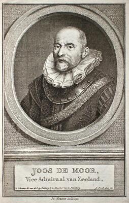 Jacobus Houbraken Man's Portrait Joss de Moor Admiral Original Copper Stitch 1760-image