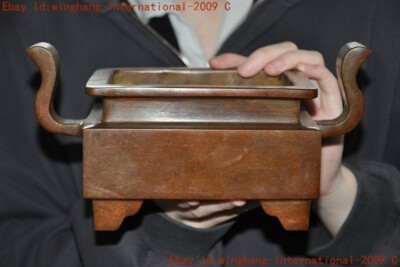 Mark China Buddhism temple bronze sacrifice Joss Incense burner Censer statue-image