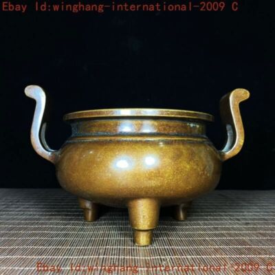 Mark China Buddhism temple pure bronze “宣德”Joss Incense burner Censer statue-image