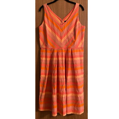 LANDS' END Striped Pink & Orange Womens Sundress - Size: 10-image