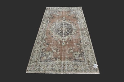 Vintage Turkish Oushak Rug, Orange 4x7 ft, Handmade Wool, Bohemian Anatolian-image