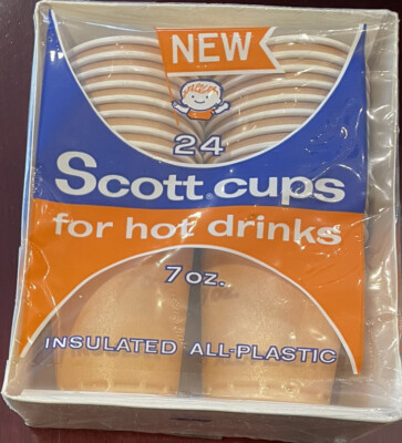 Scott Family Insulated All Plastic Orange Hot Cups 24 PK - 7oz. New Vintage-image