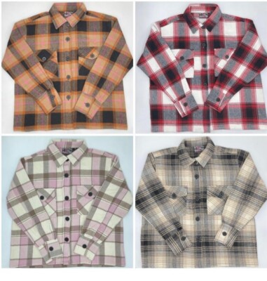 Relaxed Fit Button Front Soft Comfort Extra Warm Women's Flannel Plaid Shacket-image