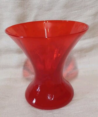 Vintage Mid Century Modern Orange Martini Glass Hand Blown Art Glass 1960's-image