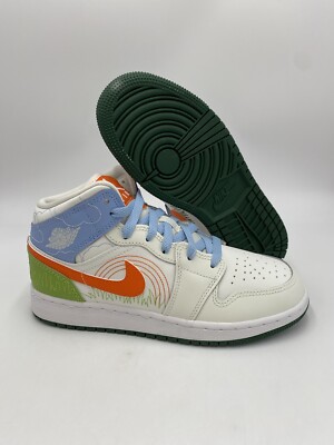Nike Air Jordan 1 Mid SE GS Size 4Y 'STITCH' Sail/Orange DX2462-100-image