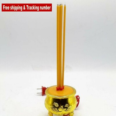 Thai Buddhist Golden Color dragon electric 5 Incense Burner Joss Stick Pot Home-image