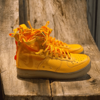 Nike OBJ Air Force 1 Mid OBJ Laser Orange Sneakers 917753-801 Sz 6.5Y EUC!-image