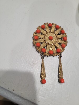 Mid Century Orange Brooch-image