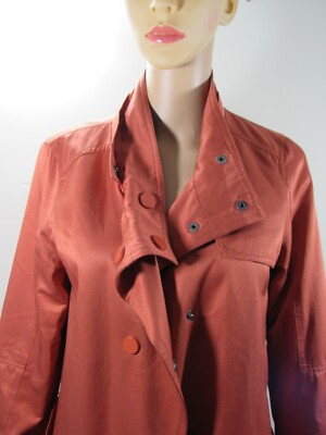 Pendleton Burnt Orange Copper Snap Hooded Mid-Length Lightweight Coat Jacket S-image