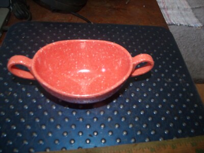 Vintage Mid Century orange =peach Melamine Melmac Sugar Bowl - fruit-image