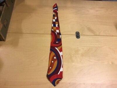 Original FUNKY 1960's or 70's Vintage TIE -- TRIPPY FUNKY brown red orange white-image