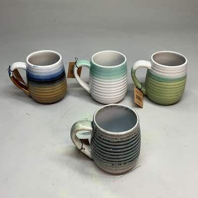 CREATIVE CO-OP Set of 4 Stoneware Mug W/ Glaze 4 Styles 16 oz Multicolor DF1492A-image