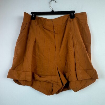 Danielle Bernstein Womens Plus 20W Dark Orange Cuffed Mid Rise Shorts NWT AT29-image