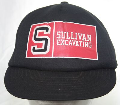 Vintage 1970s Sullivan Excavating Snapback Cap T.I. Red Black Foam Padded Hat-image