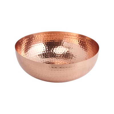 Round Hammered Metal Bowl, Copper Finish-image