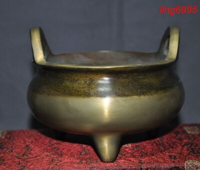 mark China Chinese Buddhism temple bronze joss Incense burner Censer statue-image
