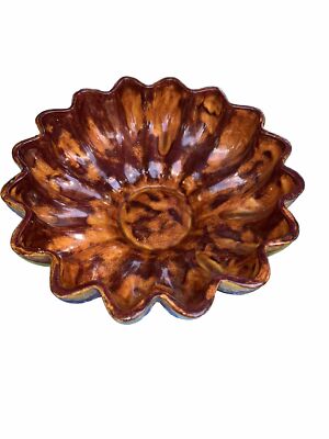 Mid Century Modern Red Wing No. 1620 Console Ribbed Bowl Drip Glaze-image