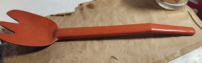 Vtg Flintwood Salad Fork Orange Speckled Splatter MCM Mid Century Melamine -image