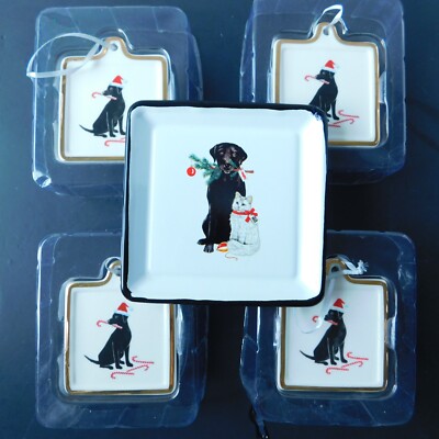 Lot of Labrador Retriever 4 Fringe Studios Ornaments  Creative Co-Op Enamel Dish-image