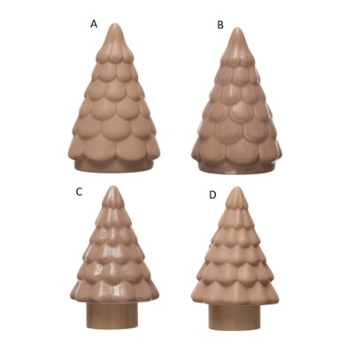 Creative Co-Op Pink/Mauve Color Stoneware Christmas Tree Pick 1 of 4 Designs-image