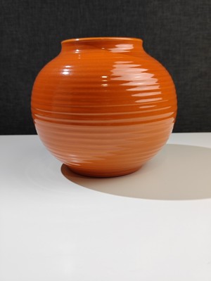 Vintage Vase ADCO 1012 Round Orange Ribbed Mid Century Netherlands-image