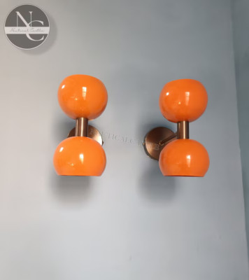 Orange Wall Lamp Plugin Wall Sconce Light Mid Century 1950's Italian-image