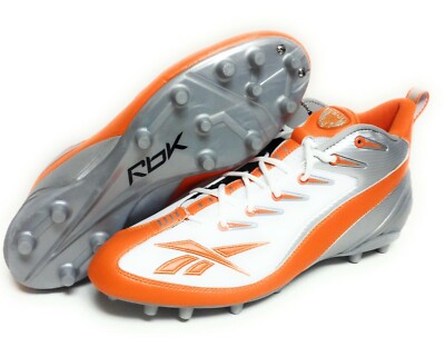 Mens Reebok Pro 4 Speed III Mid M2 20-174269 Orange White Football Cleats Shoes-image