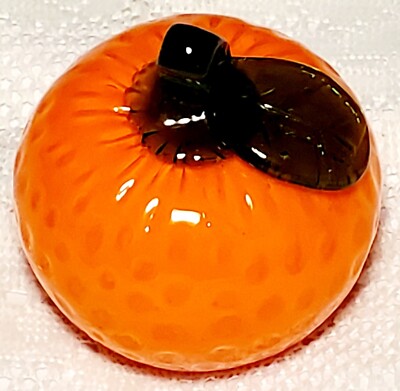 Hand Blown Art Glass Orange Citrus Murano Style Fruit MCM Mid-Century Modern Vtg-image