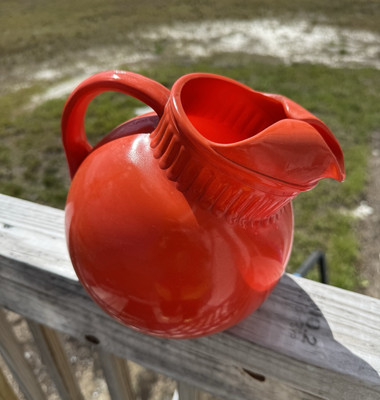 Mid 20th Century Anchor Hocking Orange Tilt Ball Pitcher-image