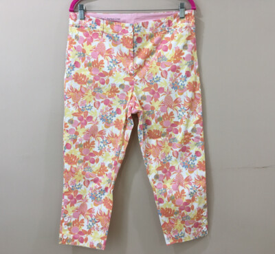 Talbots Perfect Crop Pants Fruit Floral Multicolor Mid Rise Womens Petite 10-image
