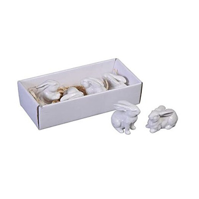 Creative Co-Op White Ceramic Bunnies (Set of 6 Pieces) -image