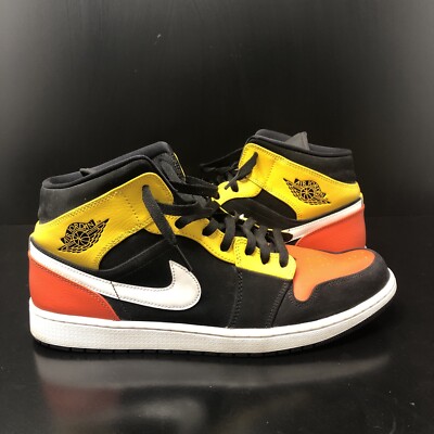 Size 13 - Air Jordan 1 SE Mid Amarillo Orange Yellow Black Mens Sneakers-image