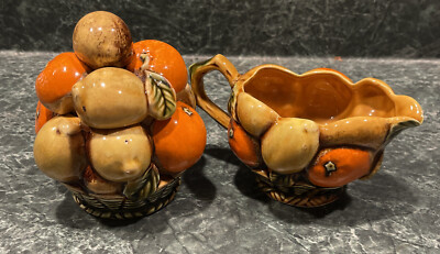 Vintage Inarco Japan Orange Trinket Sugar Bowl w/Lid Mid Cent Fruit-image