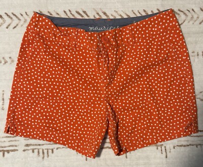 7/8 Maurices Shorts Juniors Orange w/ White Polka Dot Chino Mid Rise Midi-image