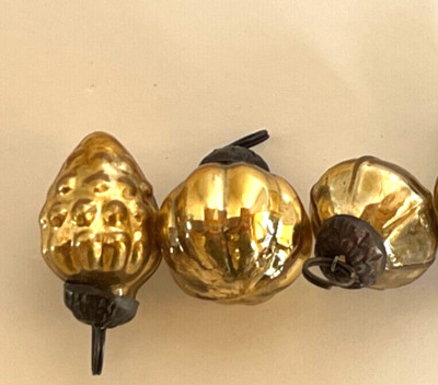 Creative Co-Op 3 Vintage Look Mercury Glass Ornaments GOLD 1