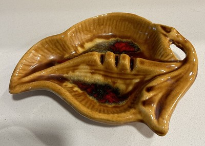 Mid Century California Ashtray Swirl Gold USA  Drip Pottery-image