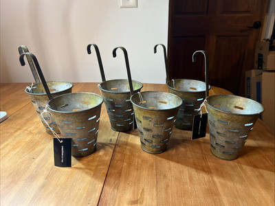 Creative Co-Op Metal Olive Bucket With Hook, Set Of 6 New-image