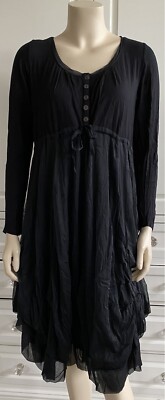 JOSS black stretch jersey dress with voluminous netting skirt part - M/L UK12-image