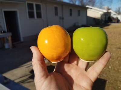 VTG Ceramic Orange & Pear Salt & Pepper Shakers Mid Century Modern Retro Kitchen-image