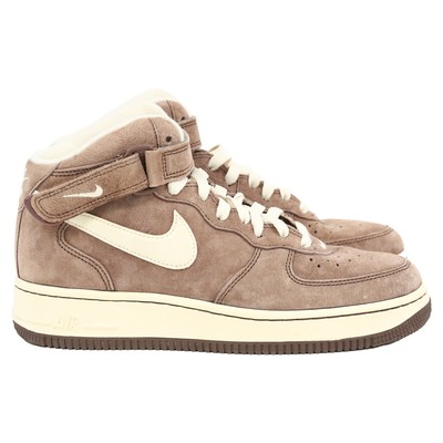 Nike Air Force 1 Mid Chocolate Sneakers In Brown Suede Women Ochre Size 39-image