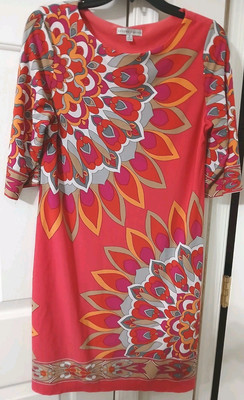 Sandra Darren Dress Womens  Orange Retro Hippie Bohemian Geometric Sz 6-image